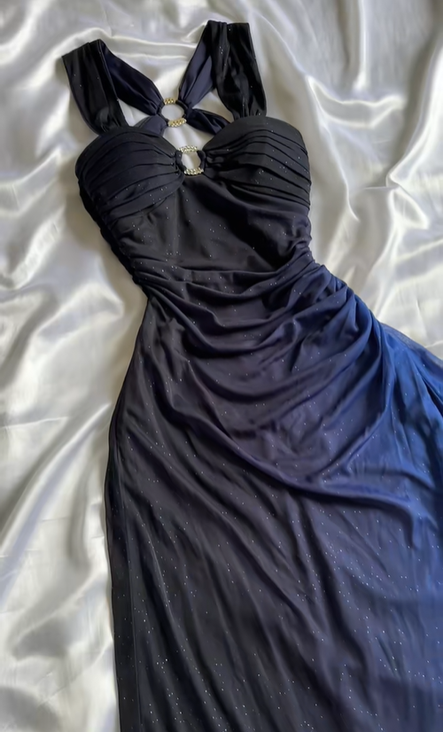 Sexy Ombre Navy Blue Long Prom Dress Party Evening Gown