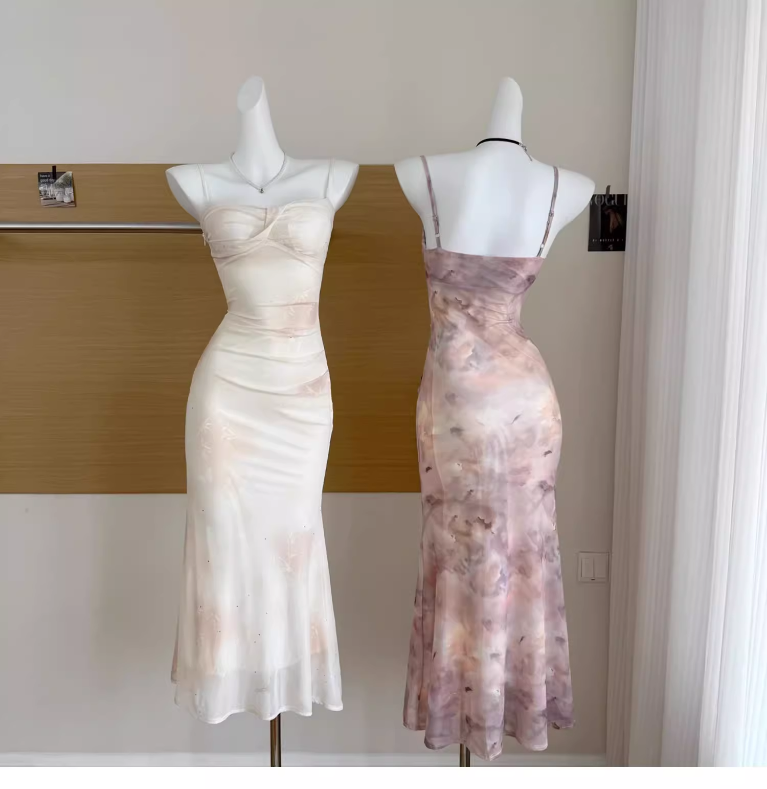 Apricot Suspender Dress Sexy Waist Beautiful Long Vacation Dress