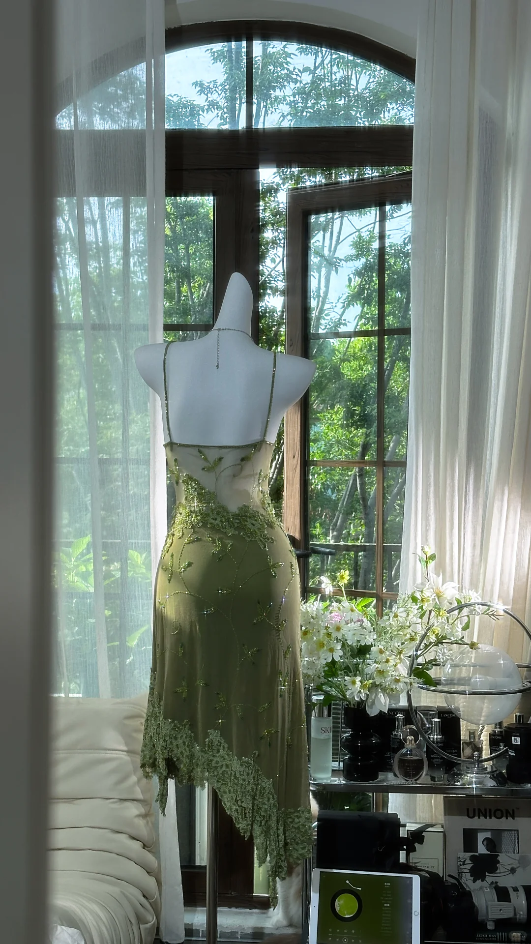 Vintage Lace Appliques Green Homecoming Dress Sexy Straps Birthday Party Dress
