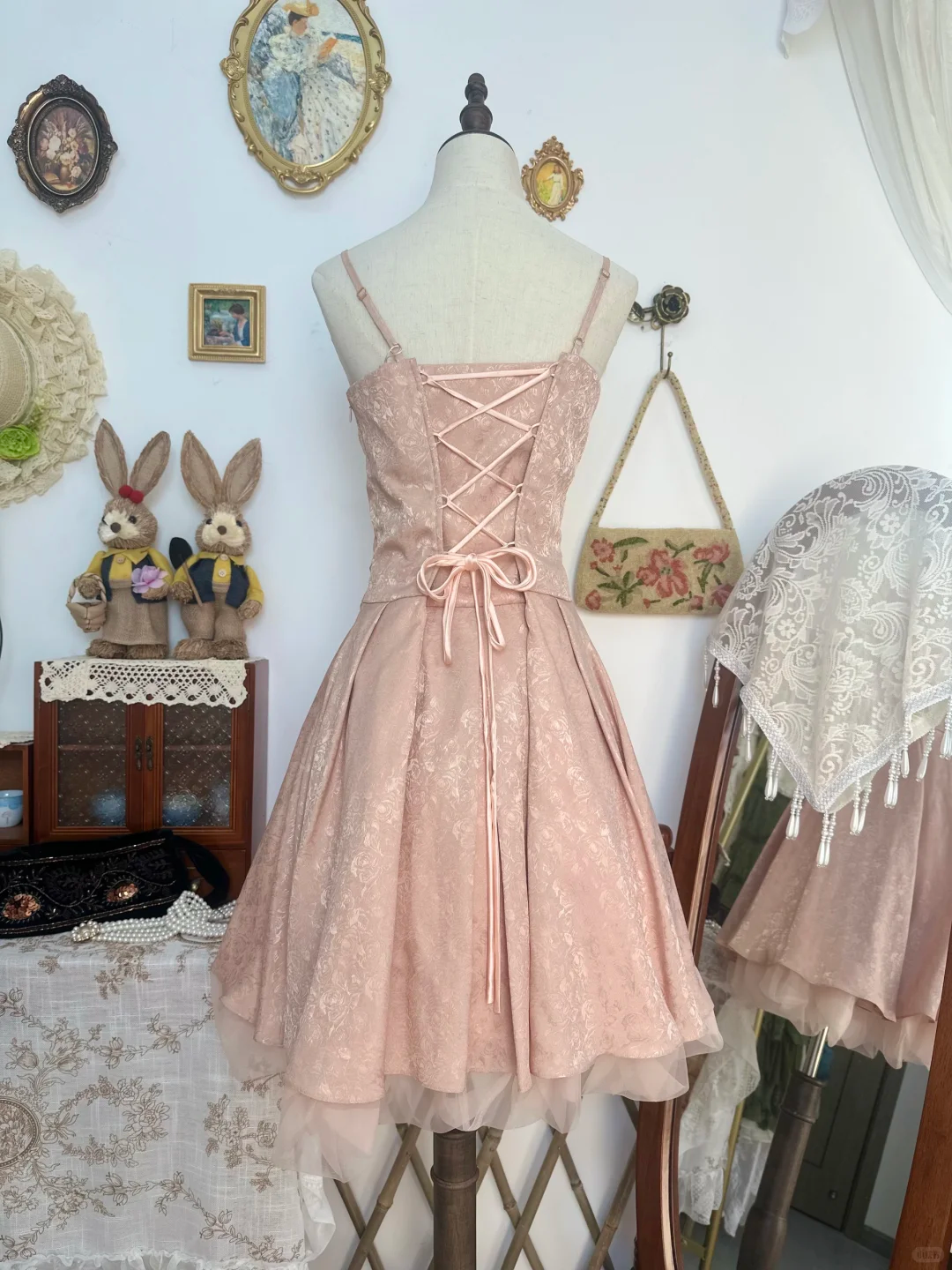 Pretty Spaghetti Straps Pink Satin Print Floral A Line Short Homecoming Dress Birthday Dress