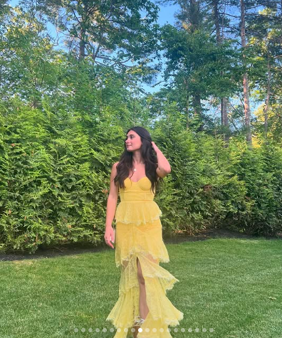 Sexy Yellow Lace Layered Slit Prom Dress Spaghetti Straps Long Party Evening Dress