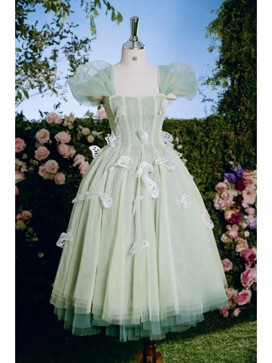 Cute Green Tulle Lace Appliques Short Party Dress 6th Grade Homecoming Dress