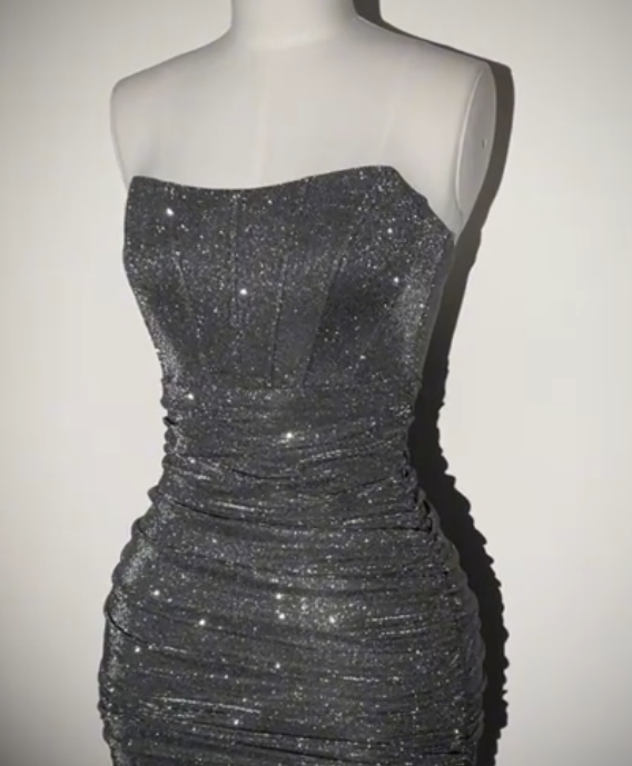 Vintage Strapless Gray Sheath Cocktail Dress Short Graduation Homecoming Dress