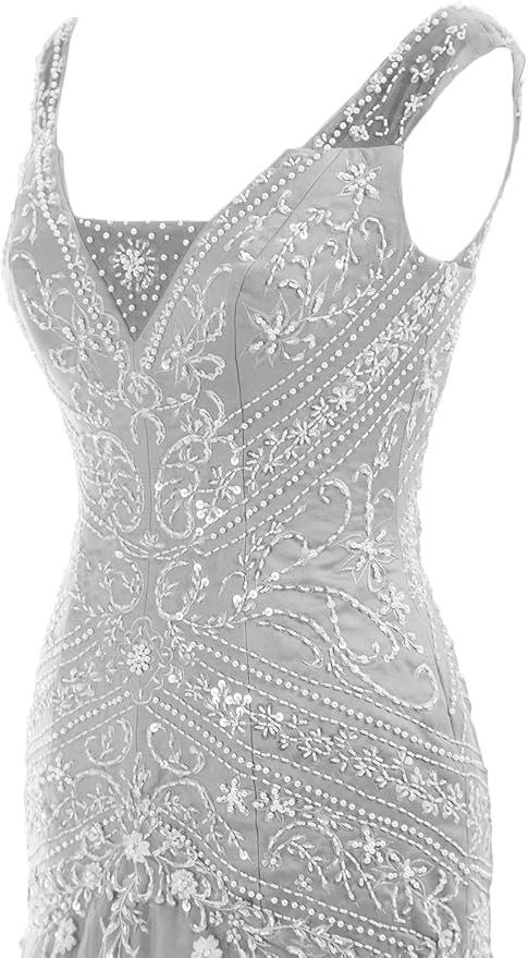 Mermaid V Neck Beaded Long Prom Dress Evening Gowns