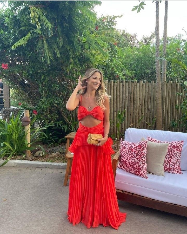 Red Spaghetti Straps Prom Dress Fashion Red Formal Dress
