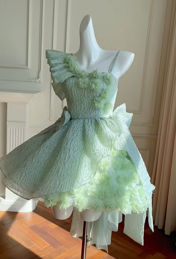 Pretty Off The Shoulder Appliques Green A Line Homecoming Dress Birthday Outfits
