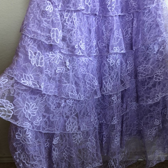 Purple Lace Long Prom Dress Backless Evening Dress Stunning Prom Dress