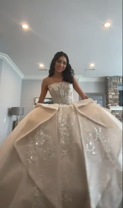 Gorgeous Strapless White Tulle Sequin Beaded Formal Long Wedding Dress