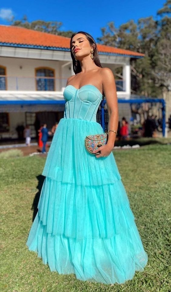 A-Line Stunning Tiffany Long Formal Prom Dresses