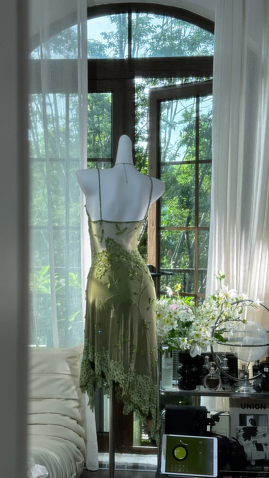 Vintage Lace Appliques Green Homecoming Dress Sexy Straps Birthday Party Dress