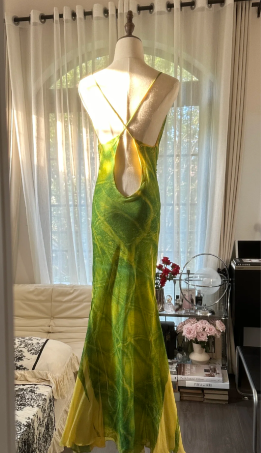 Chic Ombre Green Chiffon Beaded Mermaid Long Party Dress Formal Birthday Prom Dress