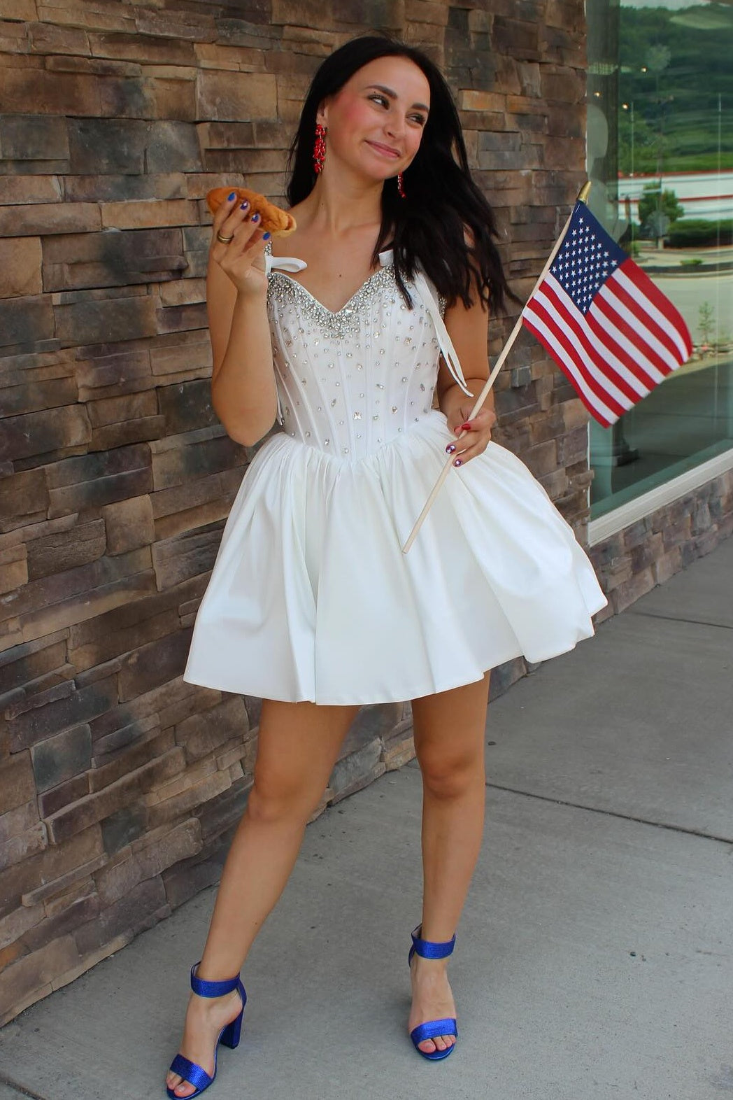 Unique Design A Line Spaghetti Straps Blue Short Homecoming Dress with Beading