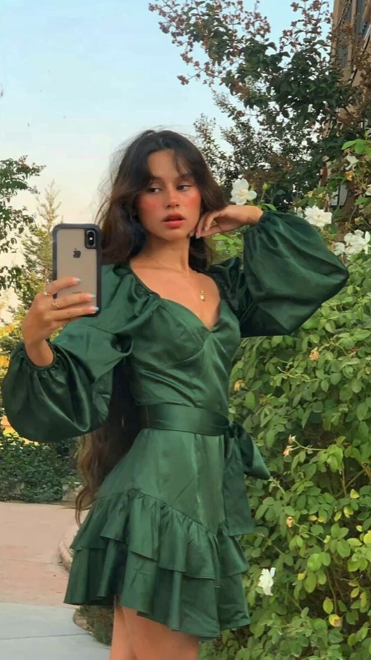 Vintage Green Satin Layered A Line Short Birthday Party Dress Homecoming Dress