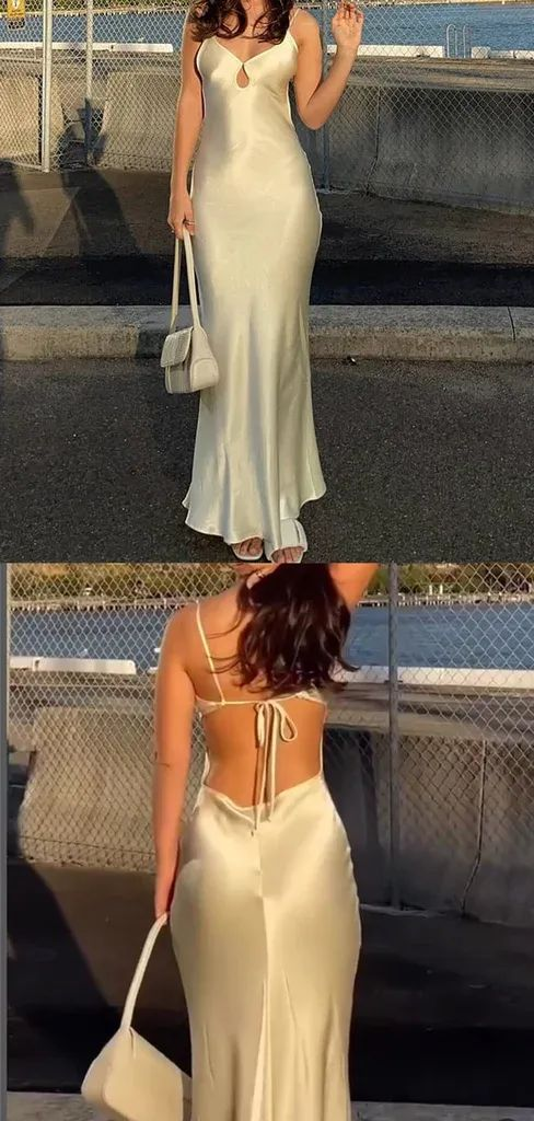 Classy White Mermaid Satin Evening Prom Dress