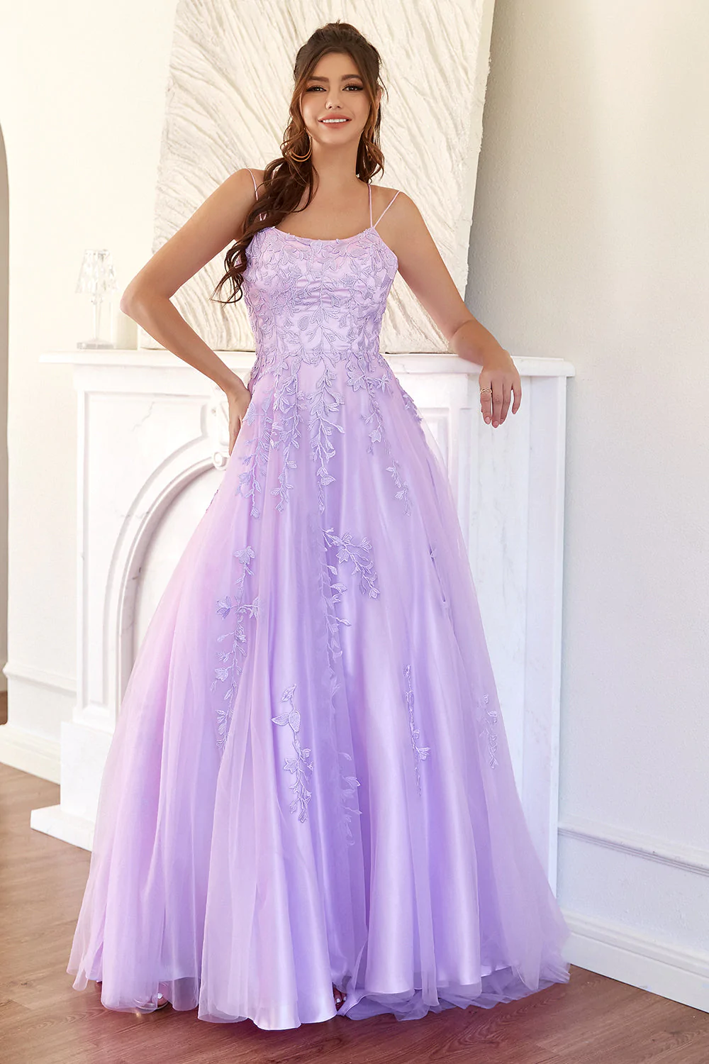 Elegant Lavender / Yellow A-line Prom Dress