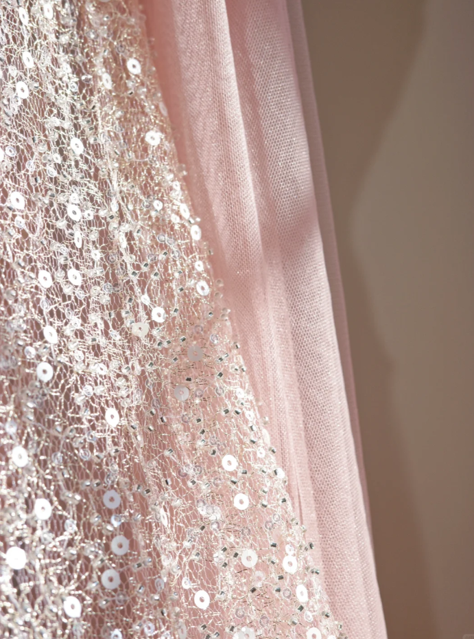 Glitter Pink Strapless Sequin Pleated Mermaid Long Wedding Guest Dress Formal Birthday Evening Dress