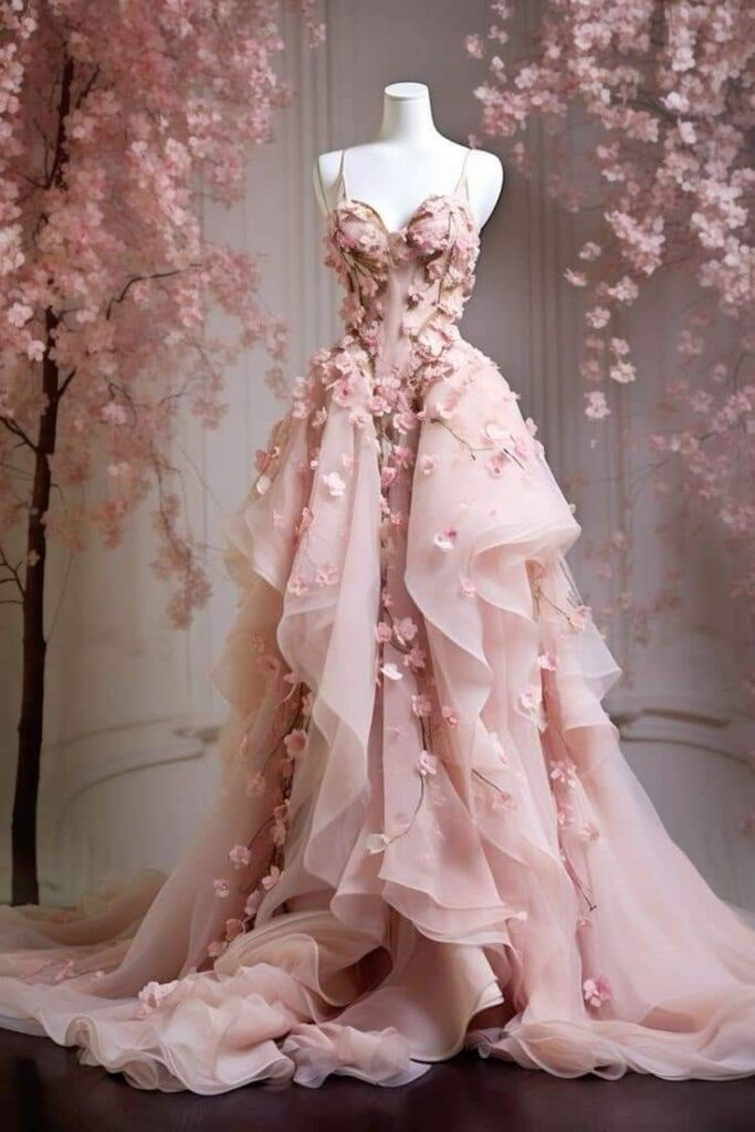 Pretty Pink Tulle Appliques Evening Dress,Spaghetti Straps Long Party Prom Dress