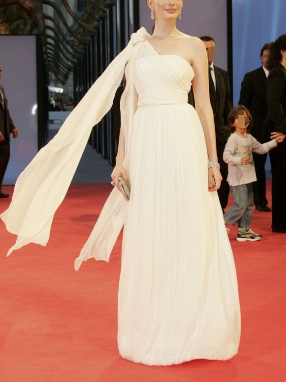 Classy One Shoulder White Party Evening Dress,Long A Line Prom Dress