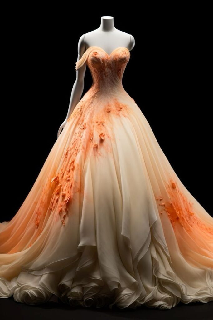 Classy Ombre Orange Chiffon Applique Evening Dress,One Shoulder Long Party Prom Dress