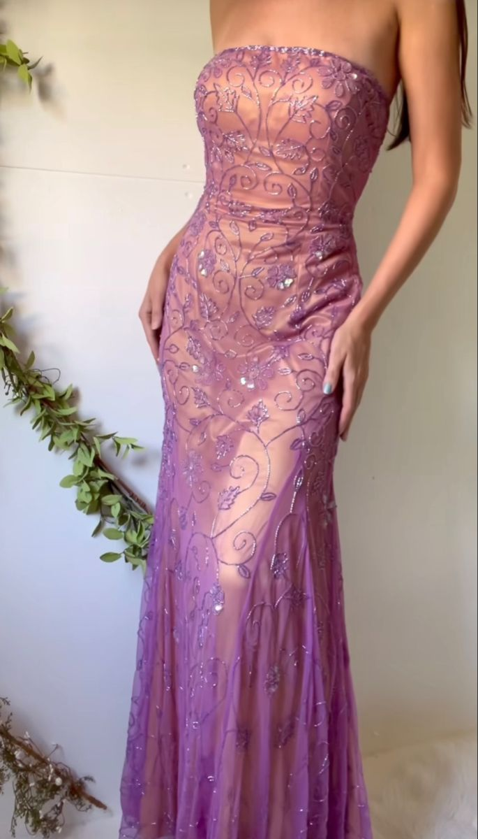 Gorgeous Strapless Tulle Beaded Mermaid Evening Dress,Long Party Prom Dress