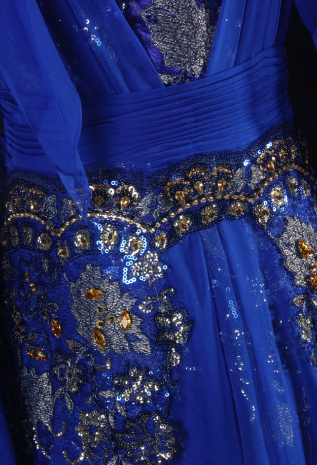 Chic Royal Blue Chiffon Sequin Beaded Mermaid Long Party Dress Birthday Dress