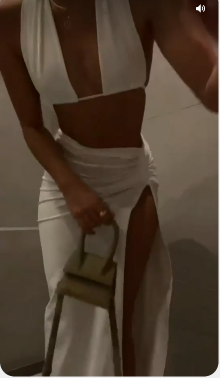 White Sexy Prom Dress With Drawstring Design Chic Party Dress Halther Neck White Party Dress