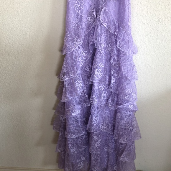 Purple Lace Long Prom Dress Backless Evening Dress Stunning Prom Dress
