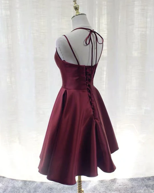 Cute A Line Satin Dresses Short Party Dress Simple Homecoming Dress