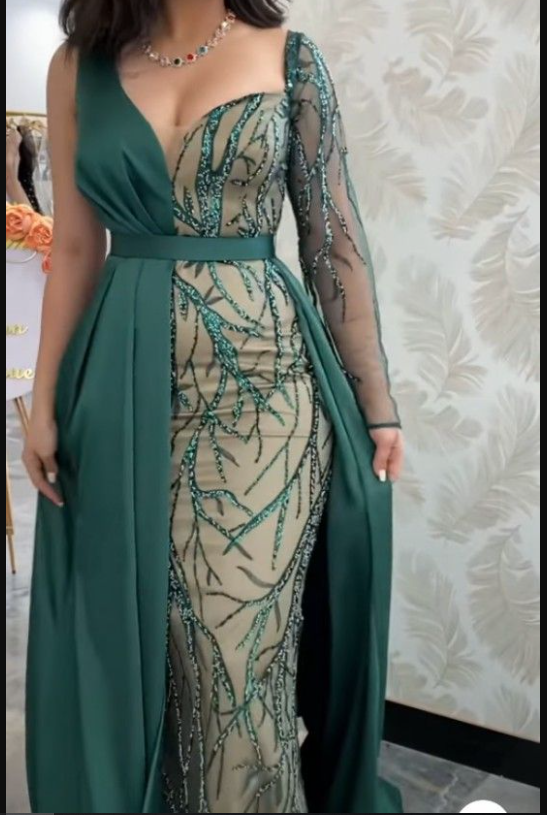 Temperament Applique Mermaid Evening Dress Sexy Ladies Formal Dresses