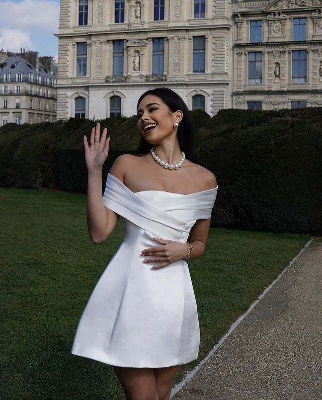 Pretty Off The Shoulder Short White Graduation Homecoming Dress Formal 15th Birthday Outfits
