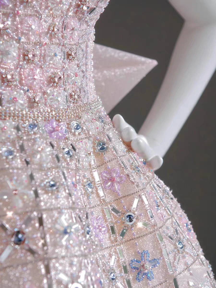 Glitter Strapless Tulle Beaded Mini Birthday Dress Pink Homecoming Dress With Bow