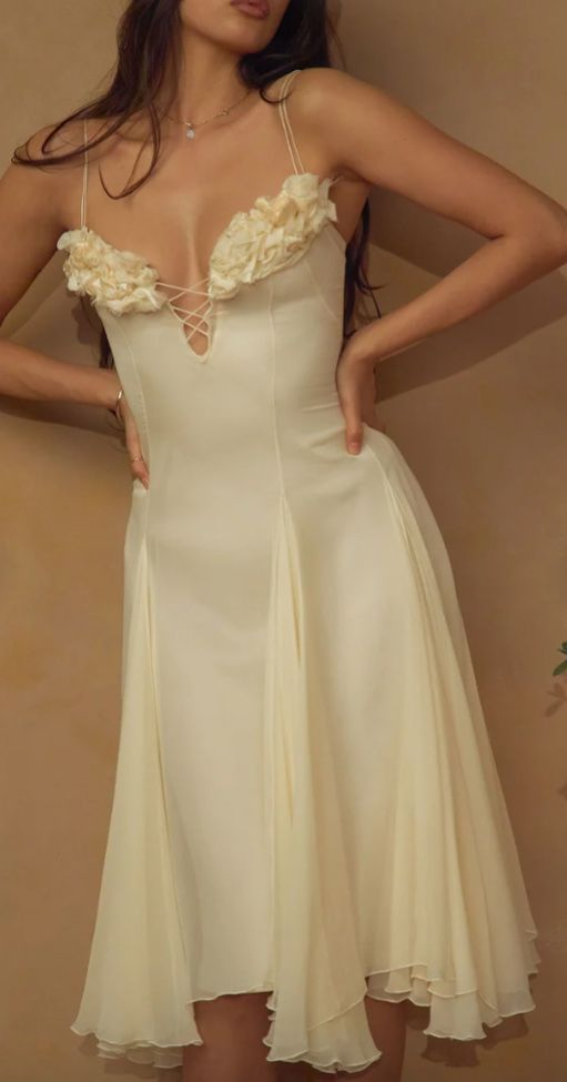 Cute Yellow Spaghetti Straps Satin Chiffon Long Party Dress Wedding Guest Dress