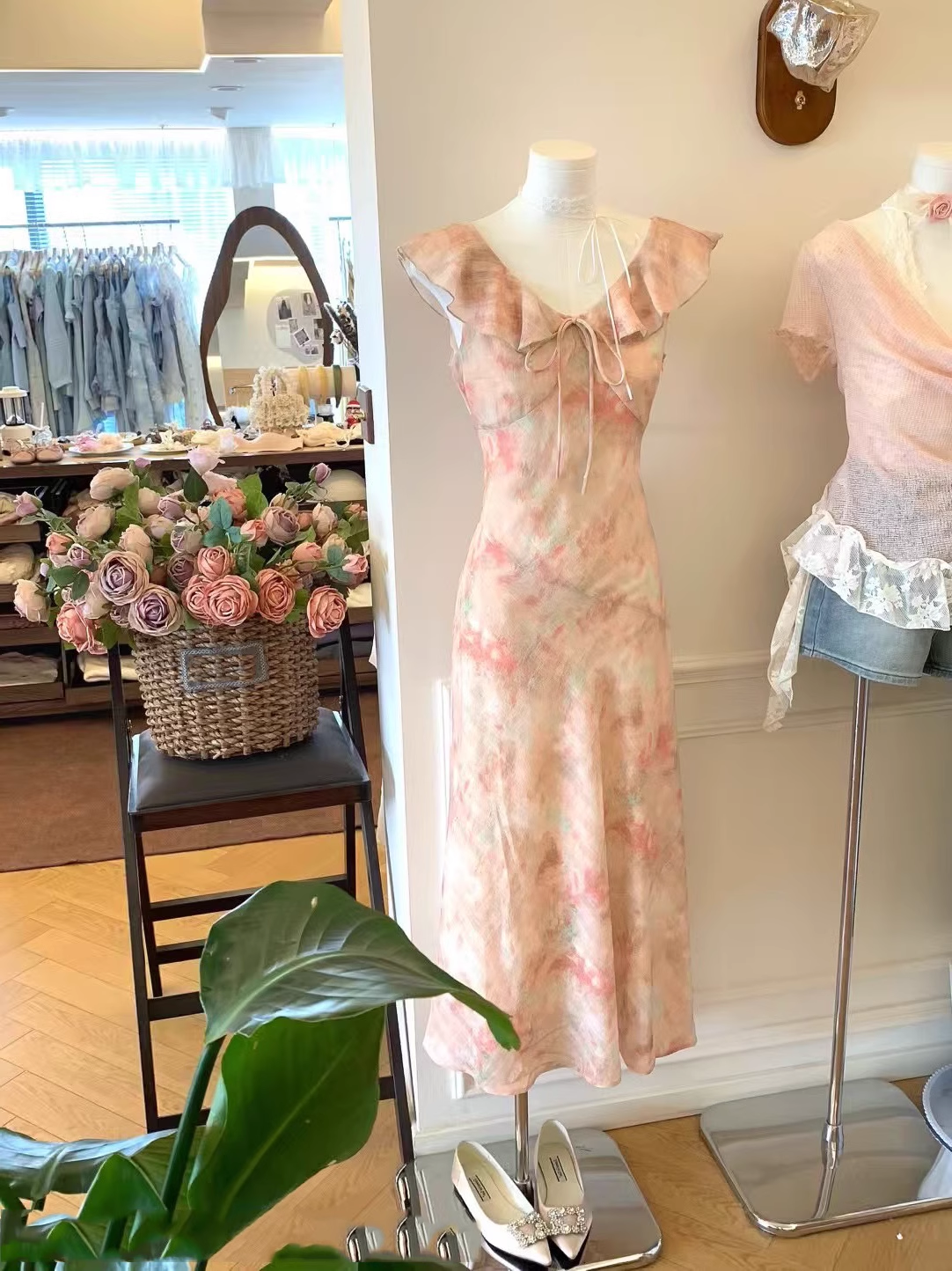 Pink Ruffle A Line Vacation Dress Birthday Party Dress