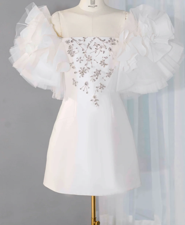 Classy Strapless White A Line Homecoming Dress Mini Party Dress