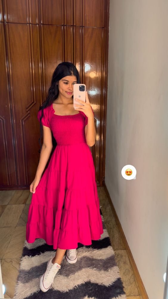 Retro Style A-line Prom Dress With Short Sleeves For Junior