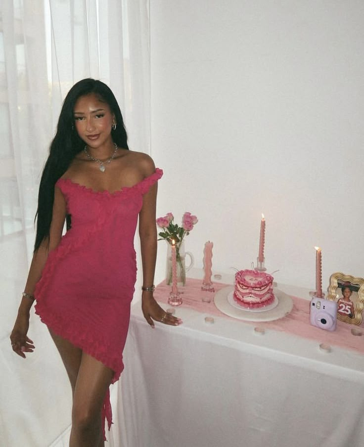 Elegant Pink Sheath Ruffles Short Birthday Party Dress 7th Grade Homecoming Dress
