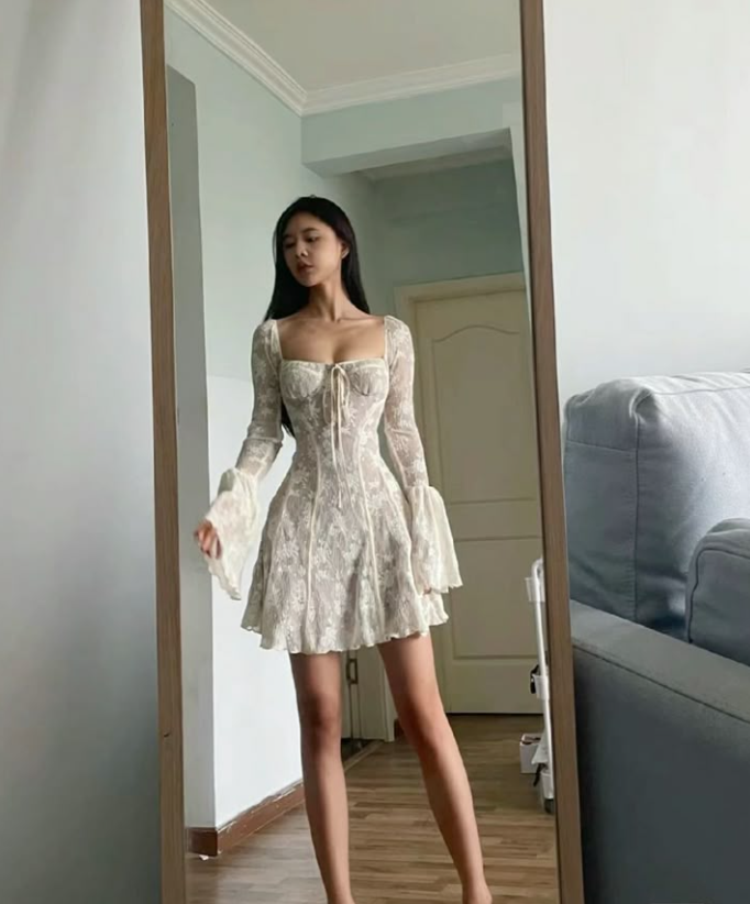 Classy White Lace A Line Formal Birthday Outfits Short Party Dress Homecoming Dress