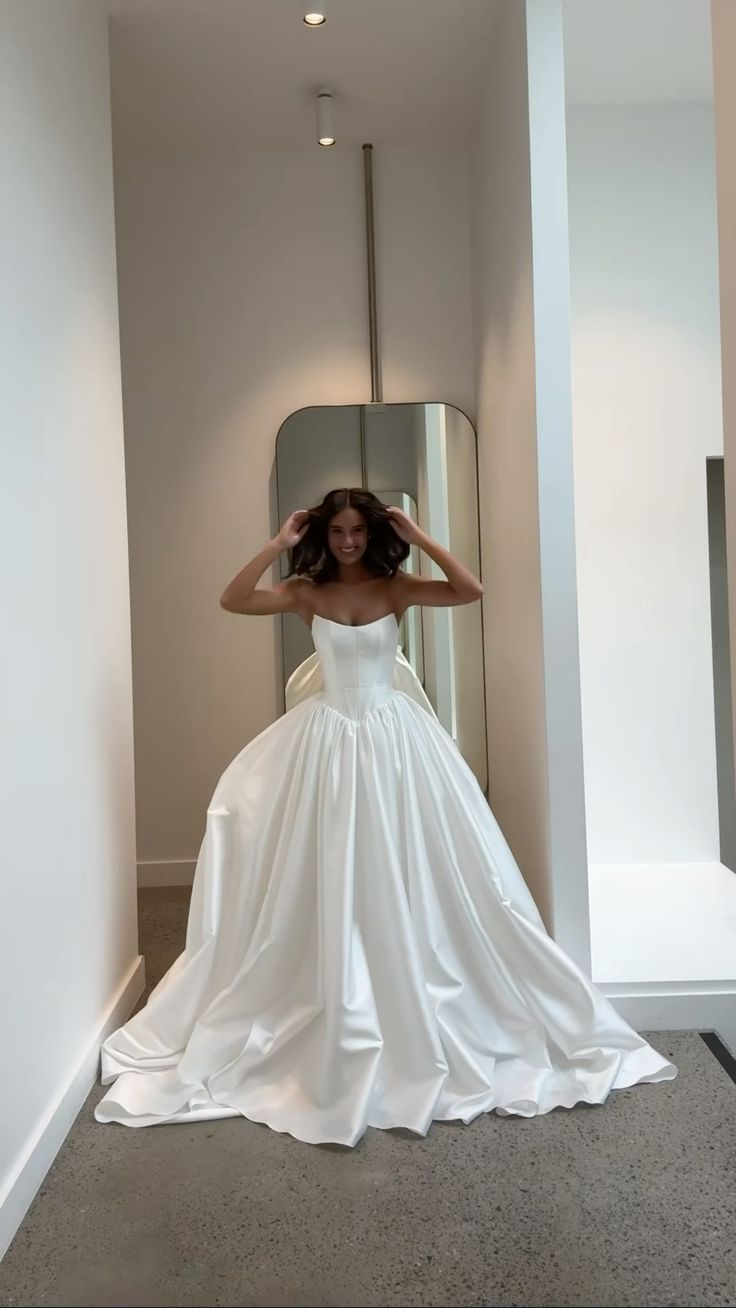 Elegant White Satin A-Line Wedding Dress,Formal Prom Dress