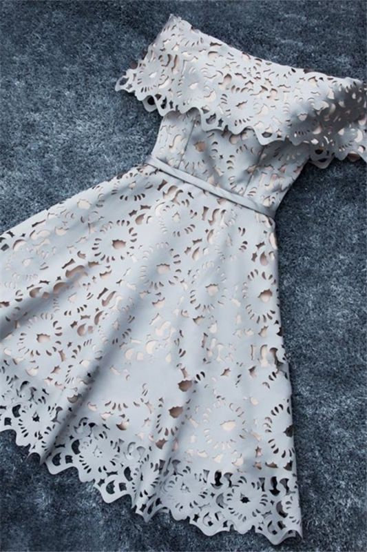 Simple Lace Custom Made A-line Off The Shoulder Sexy Short Homecoming Dresses