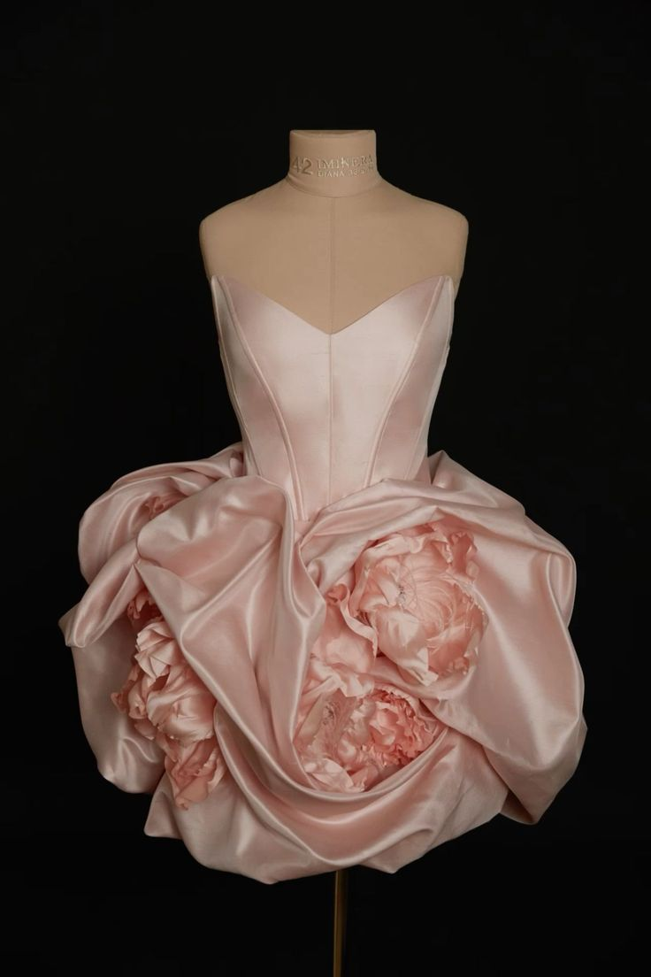 Pink Strapless Satin Pleated Flowers Homecoming Dress Short Birthday Dress