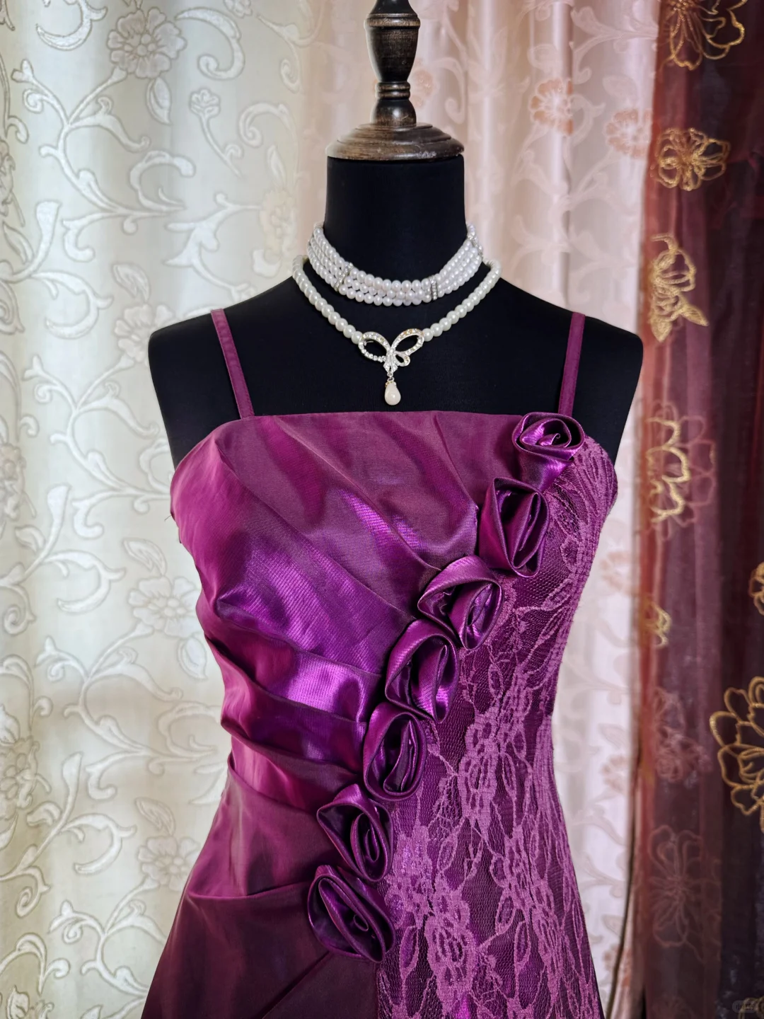 Charming Purple Satin Lace Short Prom Dress Formal Graduation Homecoming Dress