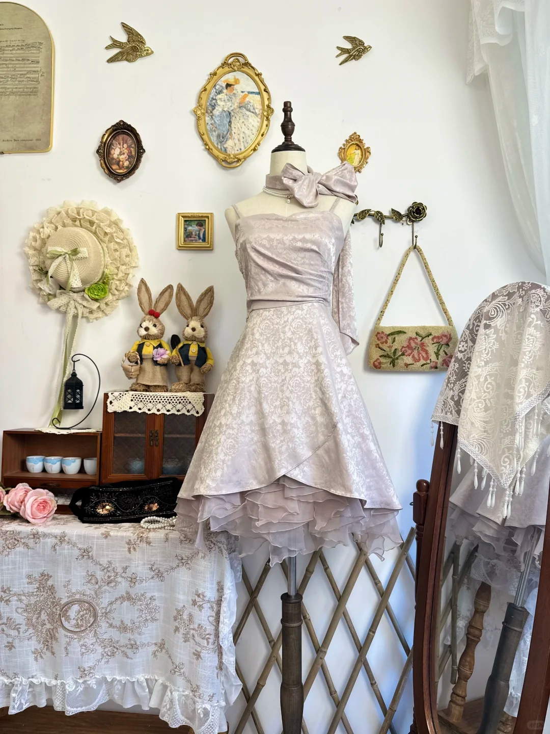 Vintage Satin Print Floral A Line Short Party Dress Homecoming Dress