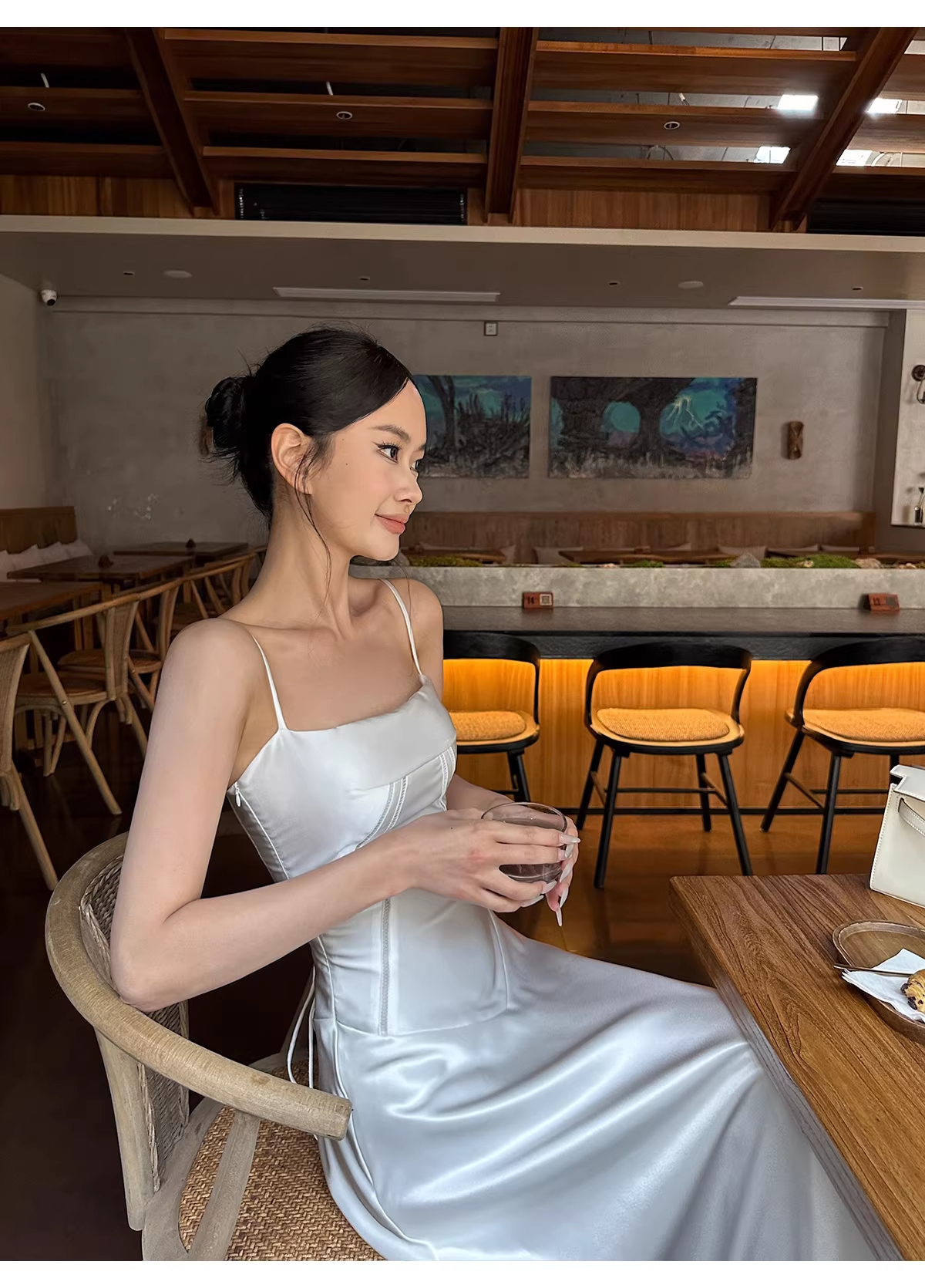 Classy Spaghetti Straps White Satin A Line Long Birthday Evening Dress Formal Wedding Guest Dress