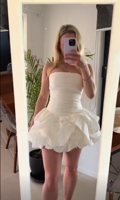 Charming Strapless Satin Pleated A Line White Short 6th Homecoming Dress Cocktail Dress
