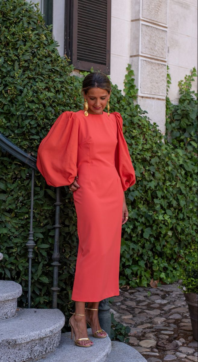 Simple Puff Sleeves Prom Dress For Women, Wedding Guest Outfit