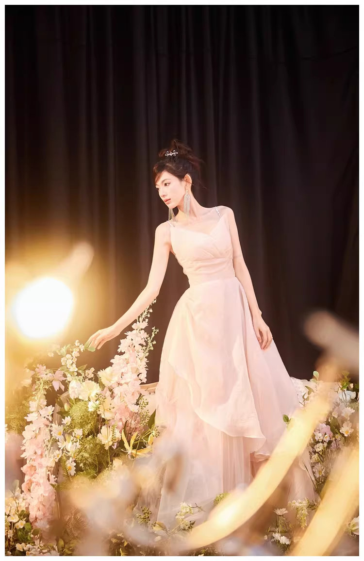 Sweet Pink Spaghetti Straps Tulle Beaded A Line Long Evening Dress Formal 20th Birthday Outfits