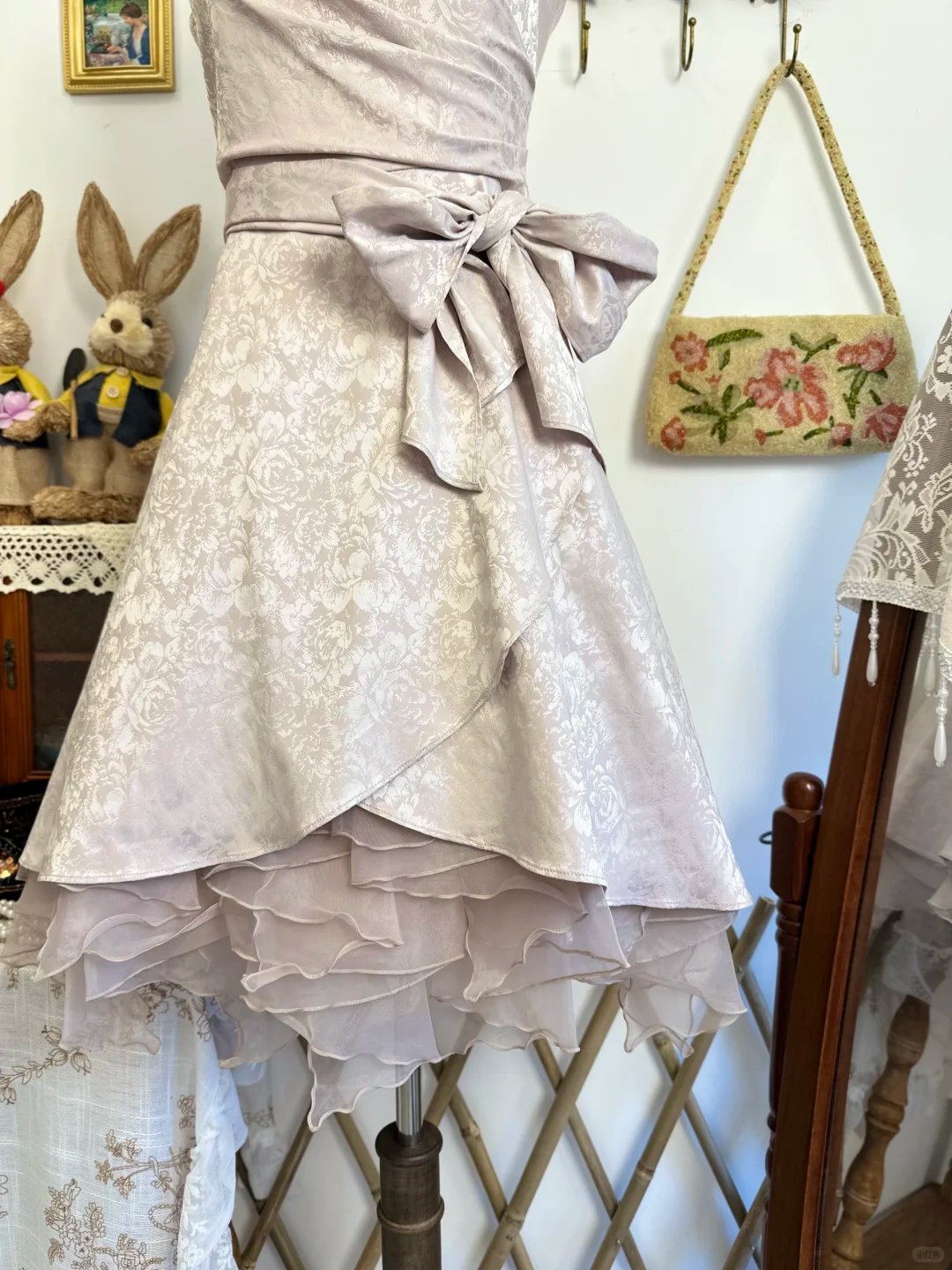Vintage Satin Print Floral A Line Short Party Dress Homecoming Dress