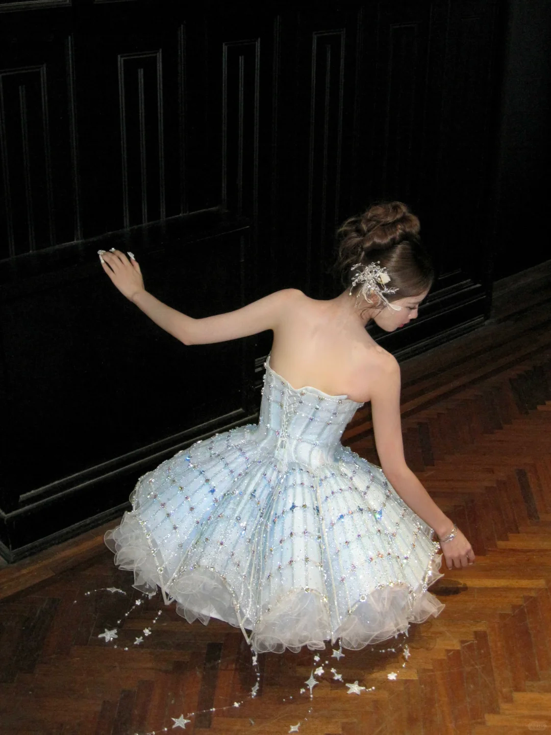 Glitter Blue Strapless Tulle Sequin Beaded A Line Short Homecoming Dress 18th Princess Birthday Outfits