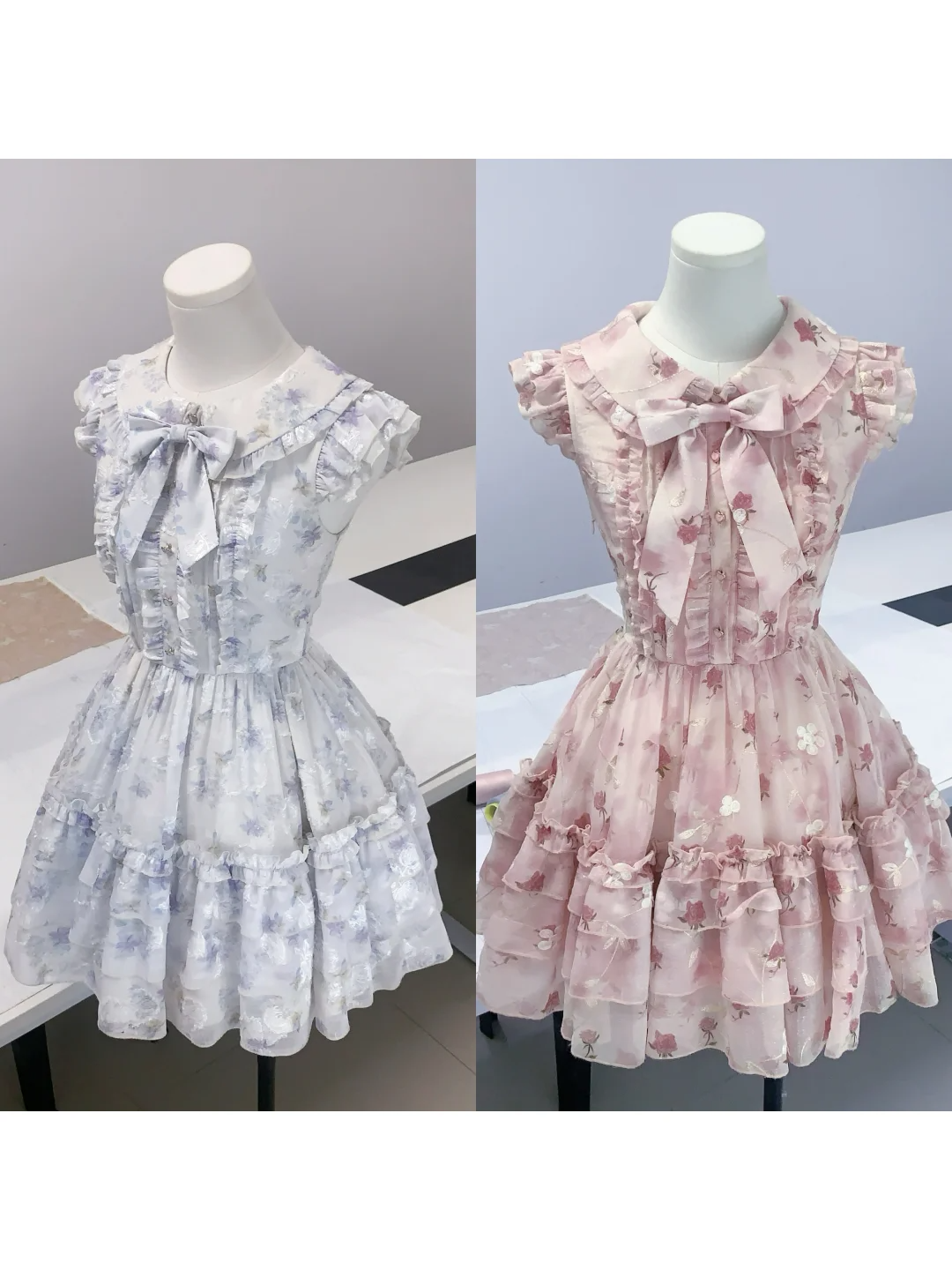 Cute Blue Chiffon Print Floral A Line Short Birthday Outfits Formal 7th Grade Homecoming Dress