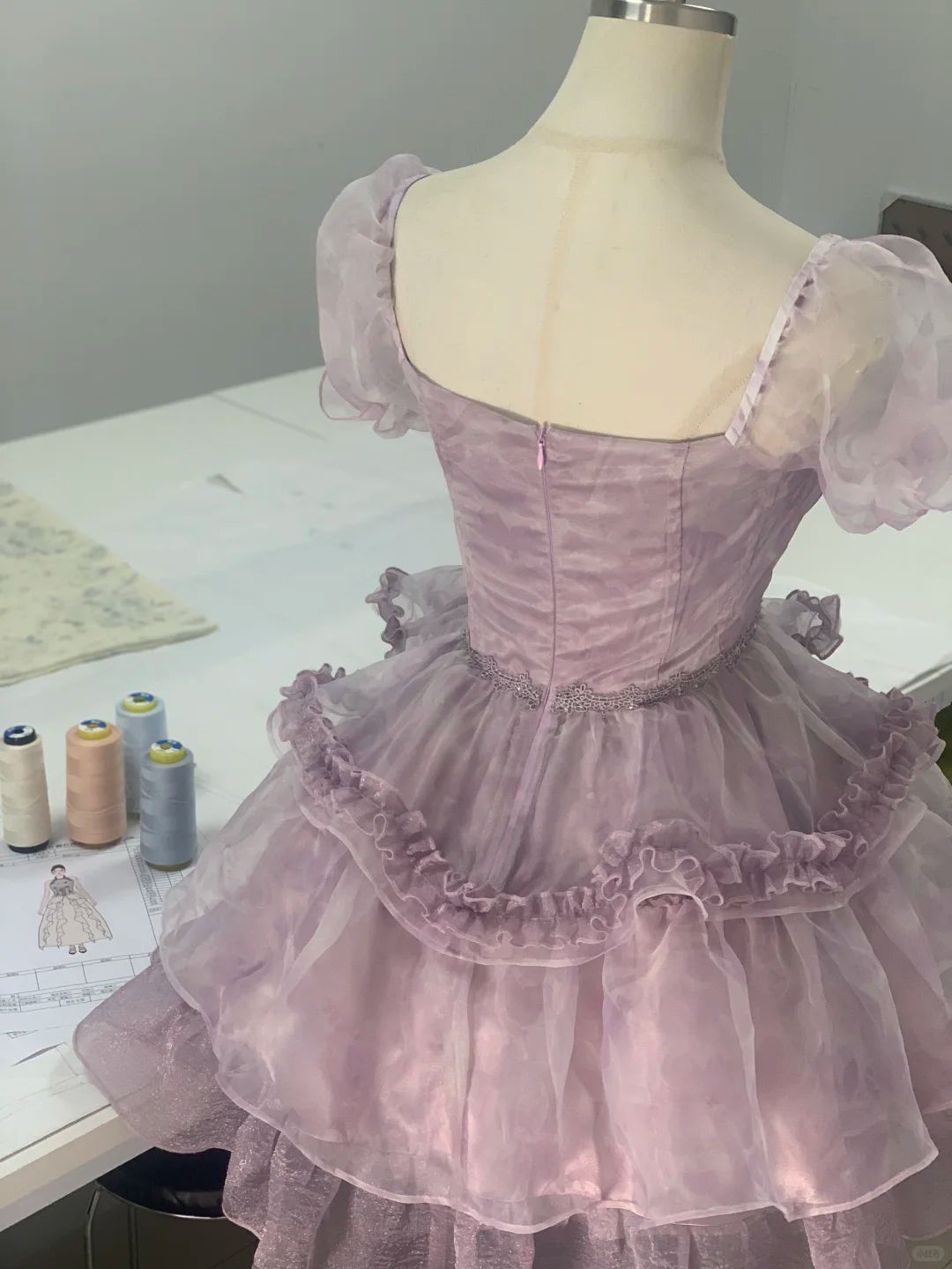 Sweet Lavender Organza Layered A Line Short Birthday Dress Homecoming Dress